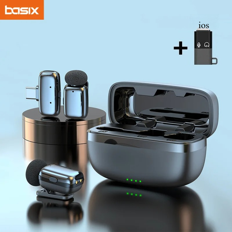 Condenser Microphone Kit - Draadloze Lavalier-microfoonset met oplaadcase, mini-dasmicrofoon voor