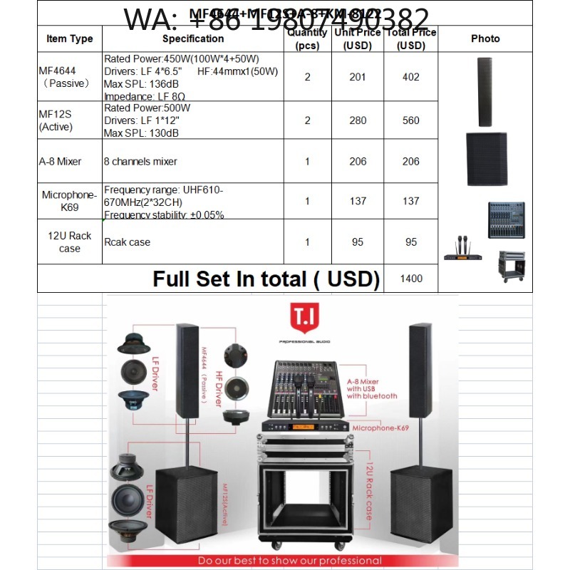 Full Range Speaker - Draagbare kolomluidspreker met dubbele 15 inch