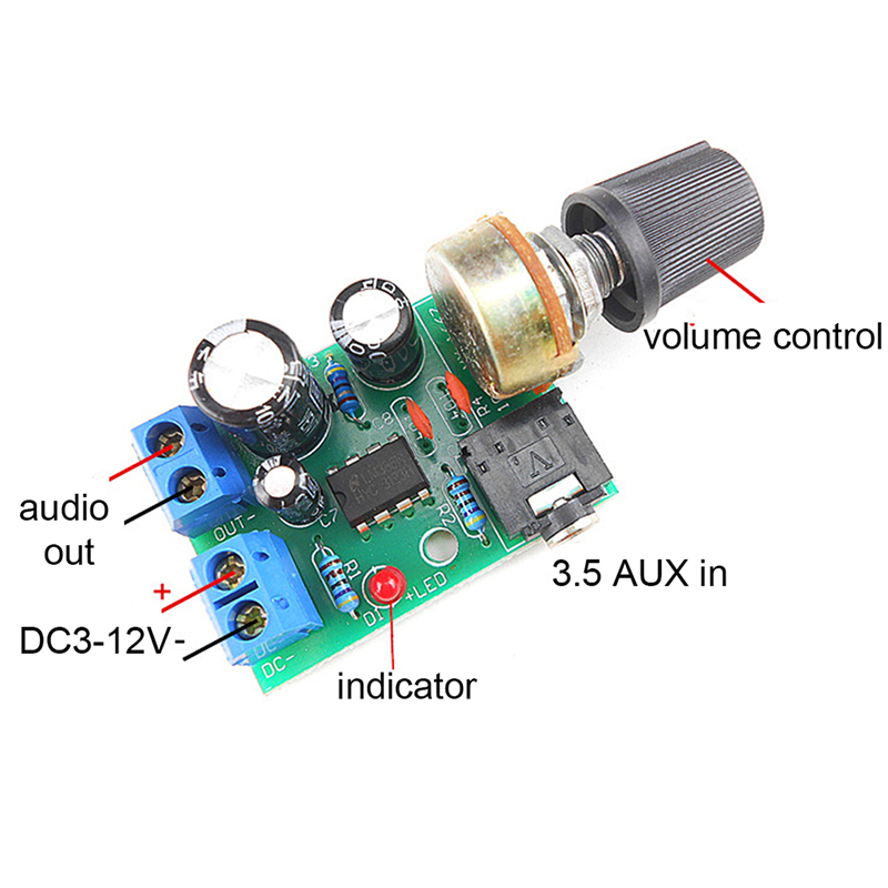 Volume Control Board - 【C】LM386 10W audioversterkerbord Mono 3,5 mm