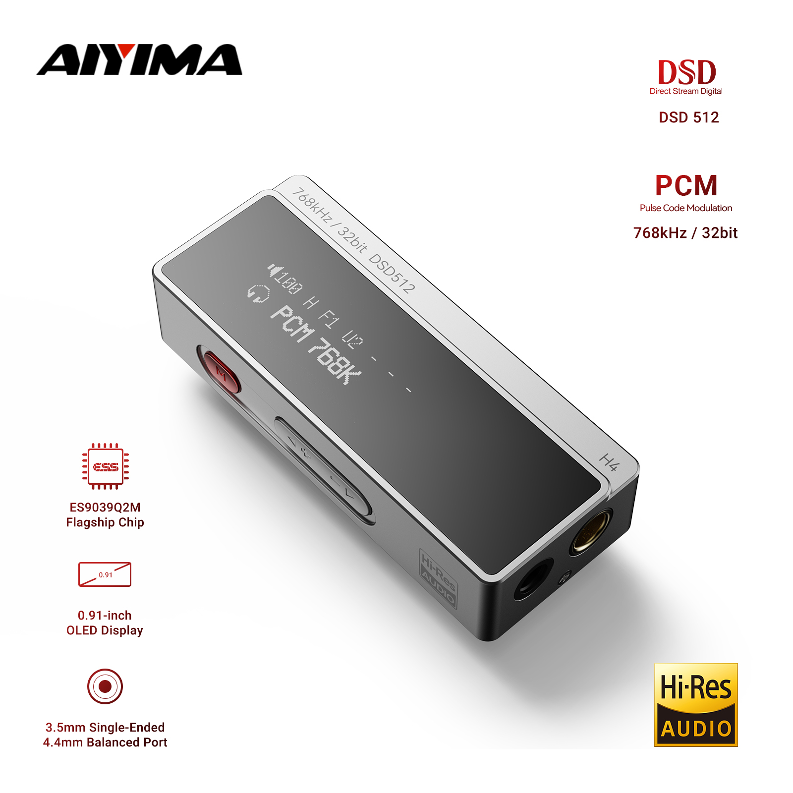 Es9018 Dac - AIYIMA H4 HIFI Draagbare hoofdtelefoonversterker USB