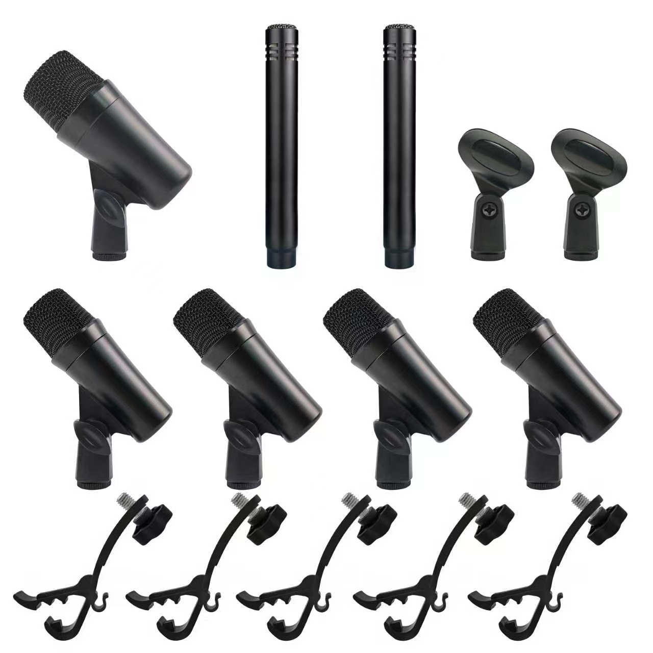 Condenser Microphone Kit - Drummicrofoonset, 7-delig, met dynamische bas- en